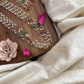 Vriksham Handcrafted Ethnic Statement 5 Layered Green & Red Pearl Beaded Mala-G20104